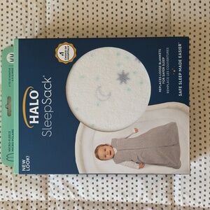 Halo SleepSack Micro-Fleece in White with Gray and Blue Accents